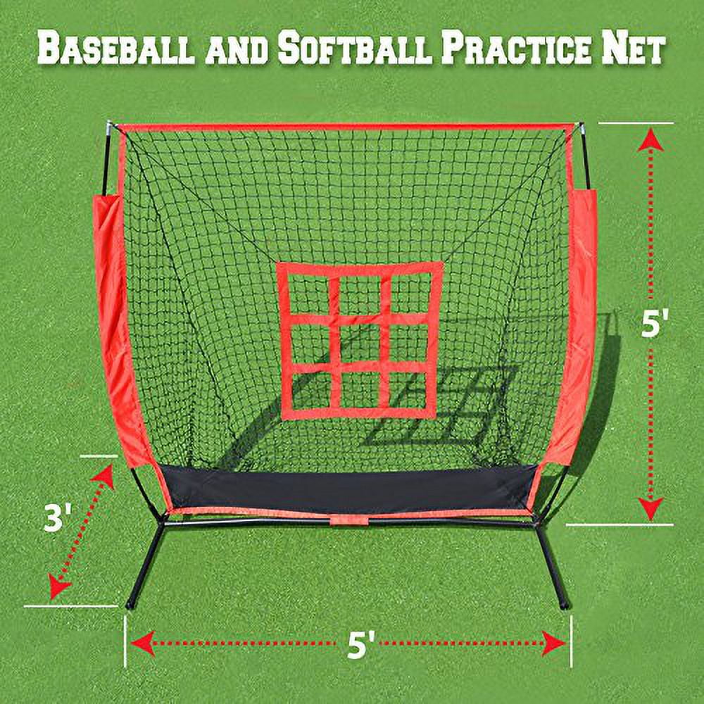 Sunrise 5' x 5' Baseball and Softball Practice Net with Strike Zone Target and Carry Bag