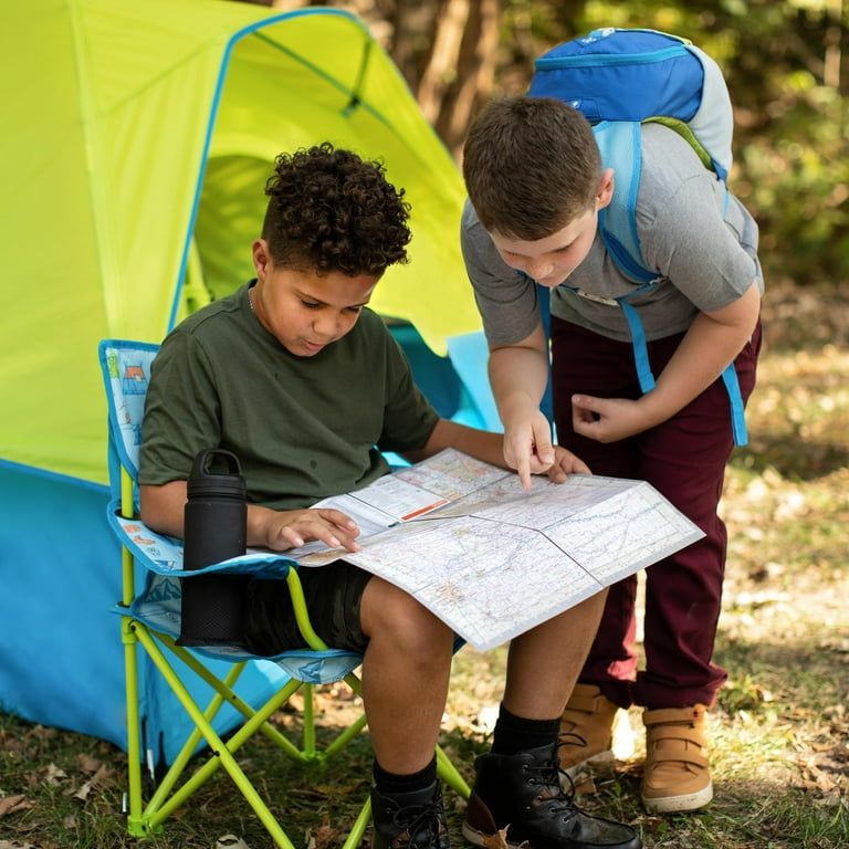 Firefly! Outdoor Gear Youth Camping Chair - Blue/Green Color, Size: 25.5 inch x 16 inch x 26 inch (H)