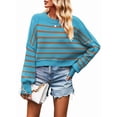 thumbnail image 2 of Women'S Oversized Batwing Sweaters 2025 Fall Outfits Trendy Crewneck Knit Side Slit Fashion Pullover Tops Blue-Brown S, 2 of 7