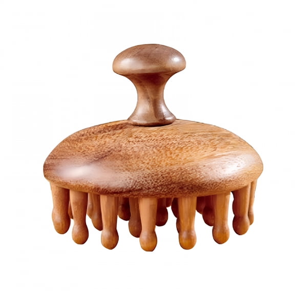ACDANC Wooden Scalp Massager,Hair Acupoint Massage Anti-Static Round Wide Tooth Brush Guasha Tool Shampoo Scrubber Brush For Dandruff Removal