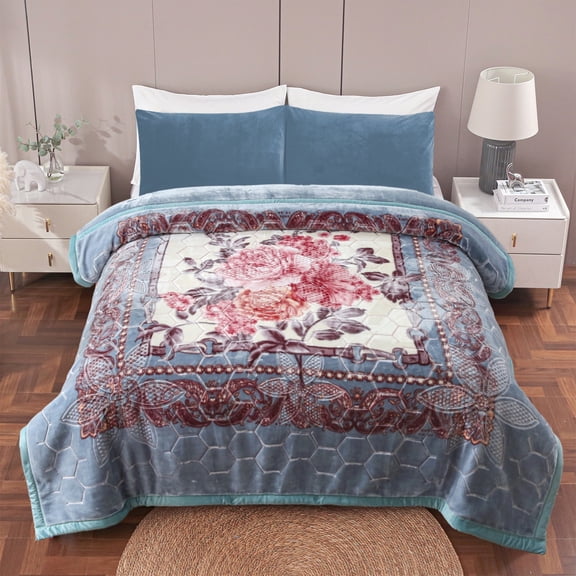 MERRY HOME 2 Ply Printed Soft Plush Fleece Blanket, Silky King Size Bed Blanket, 10 lb, Heavy Thick Warm Blanket, Korean Style
