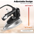 thumbnail image 3 of 1200W Steam Iron, Steam Or Dry Ironing, 5 Temperature Gears, Clothes Iron with 0.79Gal Water Tank and Scald-Prevention Plate, Professional Clothing Iron for Home, Clothing Store, Hotel, 3 of 9