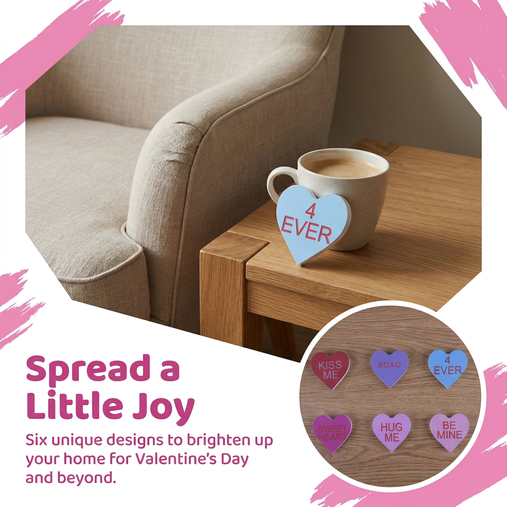 Unique Bargains Wooden Heart Signs Extra Thick Free Standing Love Ornaments Style C 2.6"H