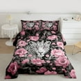 thumbnail image 2 of jejeloiu Wildlife Leopard Cheetah Full Size Comforter Sets,Jungle Animal Bedding Comforter Set,Pink Flower Floral Bedding Sets For Girls Boys,Ultra Soft Home Decor Reversible,3 Pieces, 2 of 8