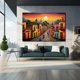 thumbnail image 2 of Arte Mural: Pueblo Mexicano Colorido al Atardecer, Decoración para Hogar y Negocios, 2 of 5