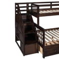 thumbnail image 6 of Twin over Full Bunk Bed for 3, L-shaped Wood Bunk Bed Frame with 3 Drawers, Storage Staircase and Ladder, Space Saving Design, for Boys Girls and Teens, Espresso, 6 of 7