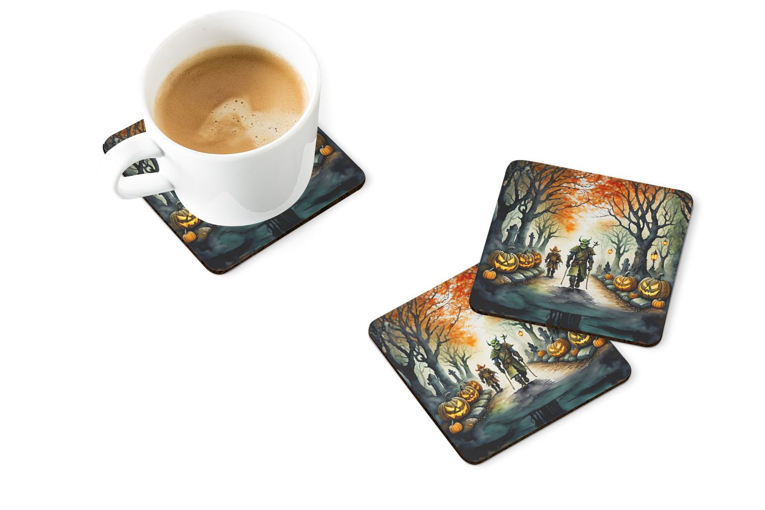 Orcs Spooky Halloween Foam Coasters