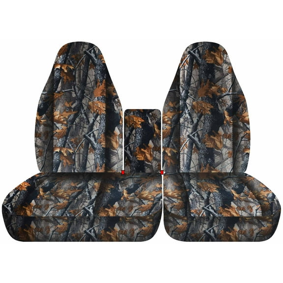 Fits 2001-2003 Ford F-150 Camo Seat Covers 40/60 Bench Molded Headrests,Two Cup Holders:Gray Real Tree