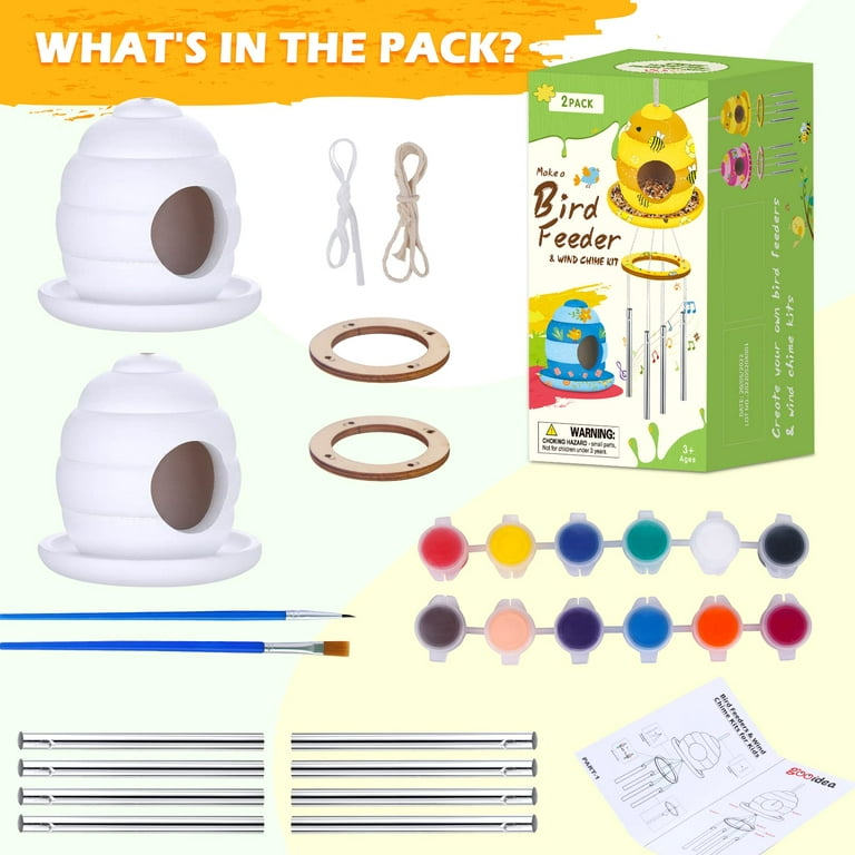2-Pack Arts and Crafts for Kids, Make Your Own Bird Feeder & Wind