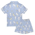 thumbnail image 2 of FORMRS Kids Short Sleeve Top and Pants Pajama Set Unisex Satin 2-Piece Sleepwear, Sizes 5-6Y, Blue Cartoon Rabbit Pattern, 2 of 8