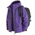 thumbnail image 6 of Sexlip Women Hooded Waterproof Windbreaker Jacket Full Zip Long Sleeve Multi Zipper Pocket Loose Fit Outdoor Hiking Lightweight Rain Coat Purple XL, 6 of 7