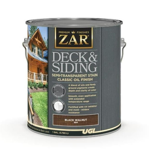 UGL ZAR 68415 5 gal Deck & Siding Semi-Transparent Stain - Classic Oil, Black Walnut