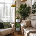 thumbnail image 6 of Plant Stand Adjustable 2-Tier 72" Metal Shelf -Tall Indoor/Outdoor Plant Rack with Hangers for 4 Potted Flowers, Corner Shelf for Living Room & Patio (White), 6 of 7