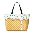 thumbnail image 2 of Xecao White Ice Cream for versatile beach bag for women includes zipper pockets and waterproof material, ideal for vacations and adventures., 2 of 7