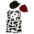 thumbnail image 3 of YiZYiF Mens Cowboy Costume Halloween Cosplay Cow Print Vest Waistcoat with Scarf Hat Hippie Clothes White M, 3 of 5