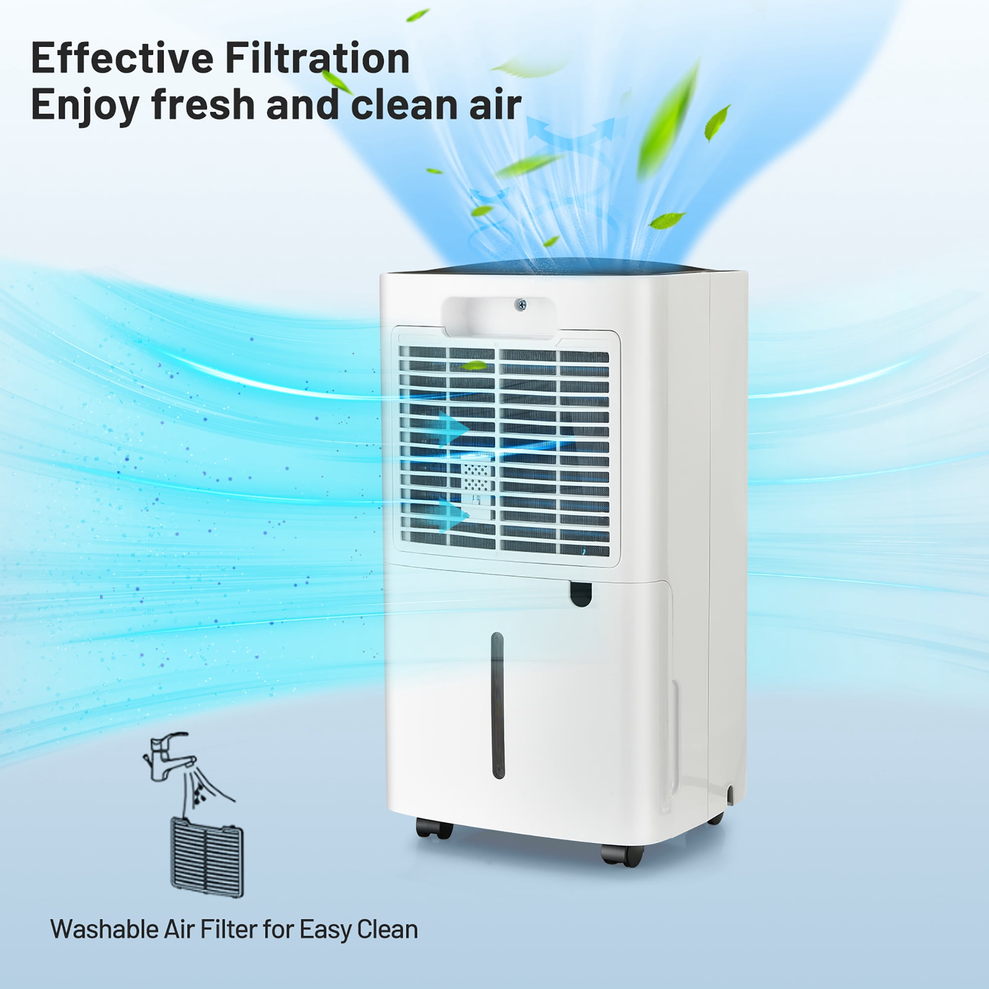 Costway 9-Pint (DOE) Portable Dehumidifier 1,500 Sq. ft Coverage Area (MAX 30Pint at 95°F, 90%RH)