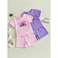 thumbnail image 3 of BemeyourBBs Toddler Baby Girl Cowgirl Birthday Outfits Summer 1 2 3 4 5 6 Years Old Birthday Clothes Cowgirl Hat Letter Embroidery Short Sleeve T Shirt and Rolled Shorts Set, 3 of 9