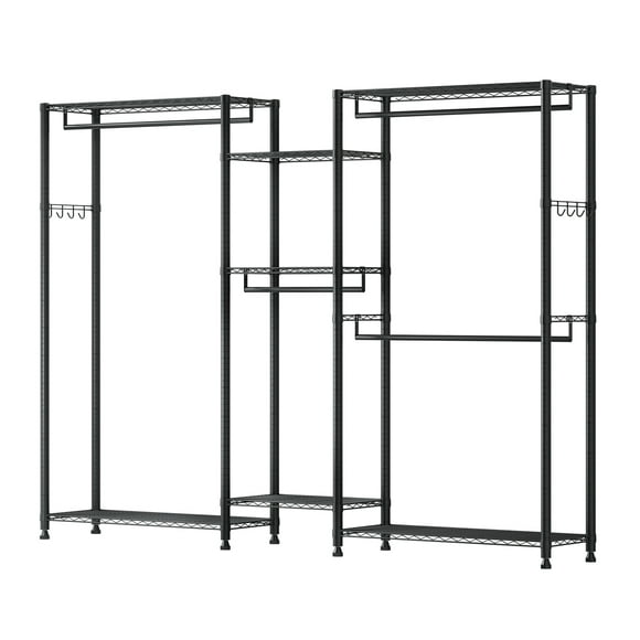 KFFKFF Clothing Garment Rack, Heavy Duty Closet Wardrobe, 7 Adjustable Tiers Clothes Racks with Steel Frame, 850 lbs Load Capacity Clothes Rack