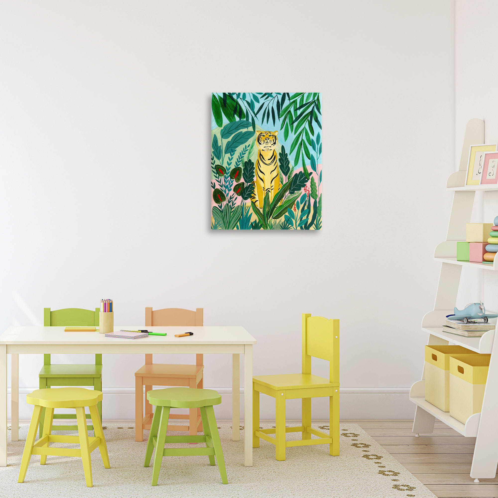 Stoic Tiger Tropical Forest Canvas Wall Art, design by Nabeela Rumi