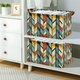 thumbnail image 2 of Yayeee Foldable Storage Basket for Shelves with Handles Waterproof Cloth Bins, Yellow Geometric, 2 of 7