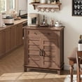 thumbnail image 1 of Ourlova Rustic Storage Cabinet 31.5 in – Adjustable 3-Tier Farmhouse Entryway Organizer with Slatted Doors, Waterproof Design for Kitchen & Dining Room, 1 of 6