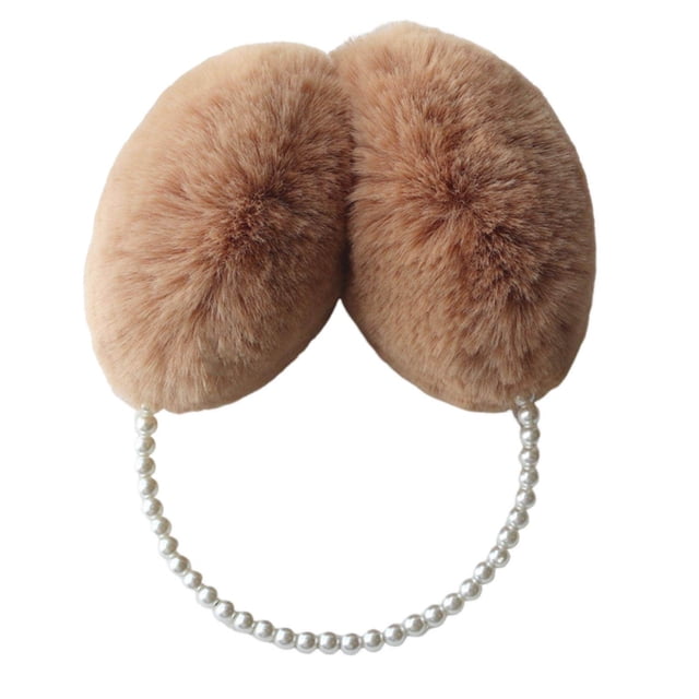 CSChome Cache-Oreilles d'Hiver pour Filles - Mignon Couleur Unie Peluche Chaude Fausses Perles