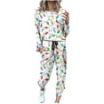 thumbnail image 2 of Hueook House Dresses for Women Women's Classic Print Long Sleeve Sport Pullover and Pants Set Multicolor S, 2 of 5