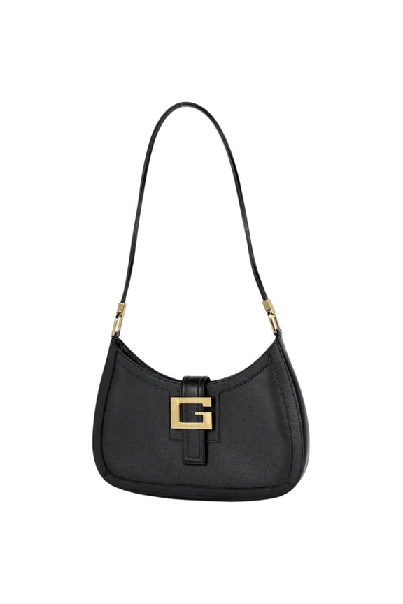 Pre-Owned Gucci logo shoulder bag, one-shoulder, leather, black, 0014141, women's (Good)