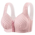 thumbnail image 2 of YanHoo Women's Plus Size Front Closure Bras No Underwire Wireless Plaid Bra Full Coverage Push Up Bralettes Seamless Everyday Bra, 2 of 3