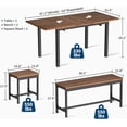 thumbnail image 3 of 5Pcs Dining Table Set for 4-8 People, 63 in Large Extendable Kitchen Table Set with 2 Benches and 2 Square Stools, Modern Dining Room Furniture Sets, Easy Assembly, Espresso, 3 of 9