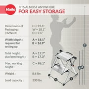 Hailo Folding 2 Step Non-Slip Stool for Home and Kitchen, MK80, Silver/Black