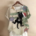 thumbnail image 4 of Cartoon Cat Women T Shirt Harajuku Blouse O Neck Short Sleeve Oversized Tops Casual Pullover Summer Cute Tees Female Clothing, 4 of 6