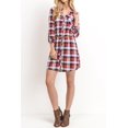 thumbnail image 4 of Women's Casual Button Down Long Sleeve Plaid Print V-Neck Lightweight Belt Shirts Dress, 4 of 4
