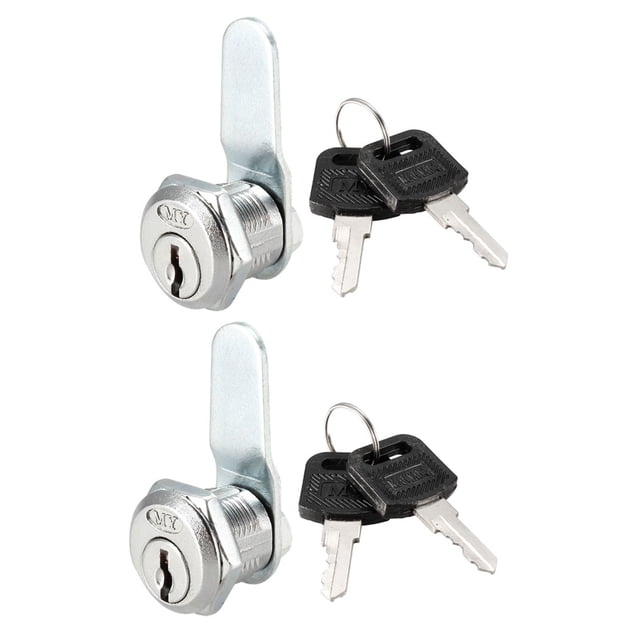 Unique Bargains Cam Lock 16mm Cylinder Length 48mm x 2mm Cam Nut-on Type, Keyed Different 2Pcs