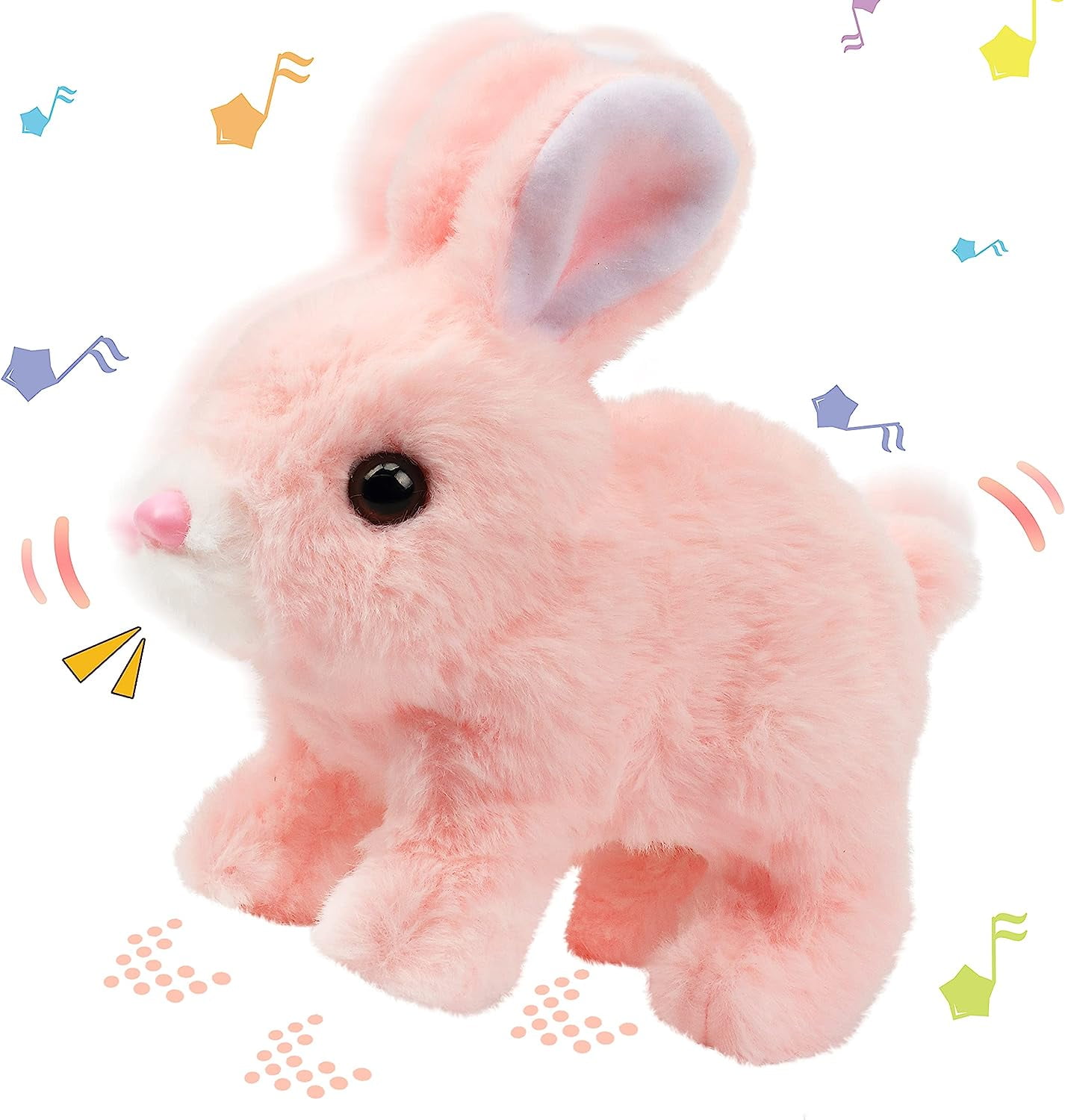 Hopearl Hopping Rabbit Interactive Electronic Plush Bunny Toy with