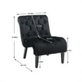 thumbnail image 7 of Morden Accent Chair, Armless Living Room Chair with Curved Backrest, Button Tufted Velvet Upholstered Leisure Chair with Solid Wood Legs, Single Sofa Chair for Bedrooom Apartment Office, Black, 7 of 7