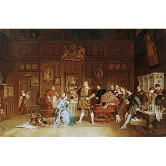 Henry Viii & Anne Boleyn Observed by Queen Katherine Poster Print by Marcus Stone, 12 x 18 - Small