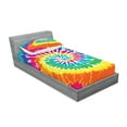 thumbnail image 2 of Ambesonne Rainbow Fitted Sheet & Pillow Sham Set, Rainbow Tie Dye Effect, Twinxl, Multicolor, 2 of 2