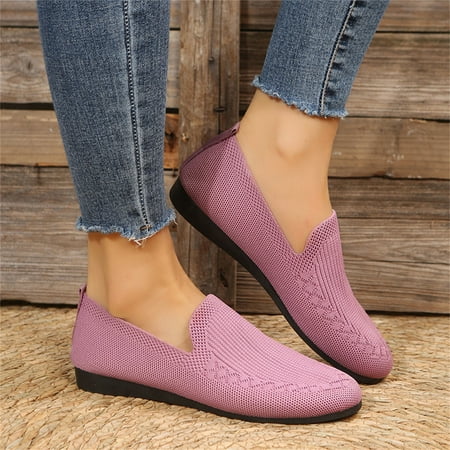

Cathalem Womens Casual Slip on Shoes Mesh Ladies Fashion Solid Color Breathable Knitting Comfortable Size 9 Womens Shoes Casual Pink 8.5