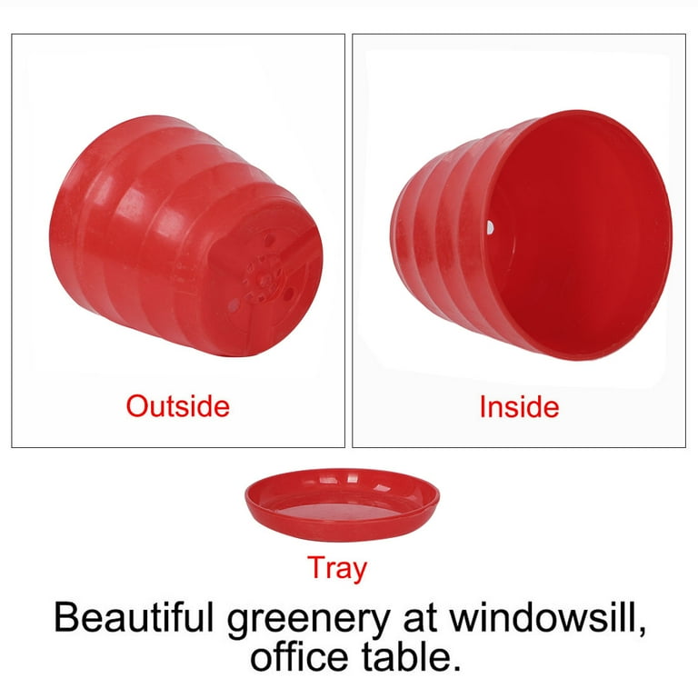 Unique Bargains Plastic Red Plant Planter Flower Pot Container for Home Office 9cm Dia Unique Bargains Plastic Red Plant Planter Flower Pot Container for Home Office 9cm Dia