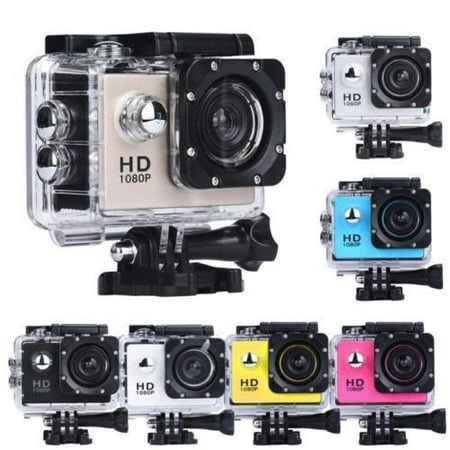 Black Sports Action Camera 1080p HD Waterproof with Touch Screen LCD POV Adventure Camcorder with