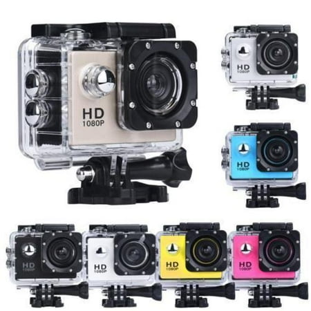 Black Sports Action Camera 1080p HD Waterproof with Touch Screen LCD POV Adventure Camcorder with (Best Pov Camera For Mountain Biking)