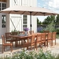 thumbnail image 4 of Ainfox 13ft Large Patio Umbrella,Outdoor Double-Sided Rectangle Market Heavy Duty Umbrellas without Base, Khaki, 4 of 9