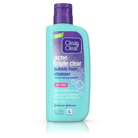 Clean & Clear Acne Triple Clear Bubble Foam Face Cleanser, 5.7 fl.