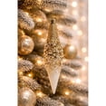 thumbnail image 2 of 6-Count White and Gold Glitter Ombre Finial Shatterproof Christmas Ornaments, 6.1", by Holiday Time, 2 of 5