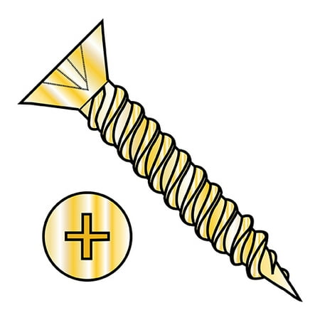 

4X5/8 Phil Flat Hinge Screw Twinfast Fine Thread Full Thread Steel Bright Brass Finish (Pack Qty 10 000) BC-04F10DPFDBB