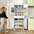 thumbnail image 2 of REDSASA 72" Kitchen Island Cart with Storage Cabinet and Drawer, Kitchen Storage Cart with 6 Tiers Spacious Shelves & Spice Rack & 2 Drawers for Kitchen/Dining Room/Living Room, White, 2 of 9