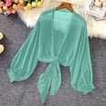 thumbnail image 3 of Lixiuxyad Womens Elegant Sheer Chiffon Cardigan Long Sleeve Tie Front Lightweight Summer Outfits,Green, 3 of 7
