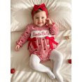 thumbnail image 6 of Cjfdfy Newborn Baby Girl Christmas Outfit Red Plaid Bubble Romper Cute Santa Baby Letter Embroidery Long Sleeve Round Neck Bodysuit with Bow Headband Christmas Infant Bow Playsuit, 6 of 9