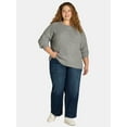 thumbnail image 2 of Time and Tru Women's and Women's Plus Waffle Stitch Sweater, Midweight, Sizes XS-4X, 2 of 5